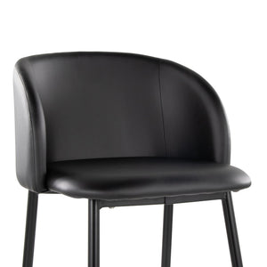 English Elm Fixed-height Counter Stools Industrial Black Metal Pu Upholstered Seat Kitchen Set B202S01826