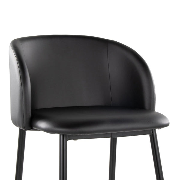 English Elm Fixed-height Counter Stools Industrial Black Metal Pu Upholstered Seat Kitchen Set B202S01826