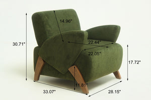 English Elm Lounge Accent Chair Velvet Upholstered Seat with Birch Legs for Compact Living Spaces Dark Green W2901P463303