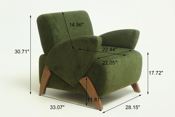 English Elm Lounge Accent Chair Velvet Upholstered Seat with Birch Legs for Compact Living Spaces Dark Green W2901P463303