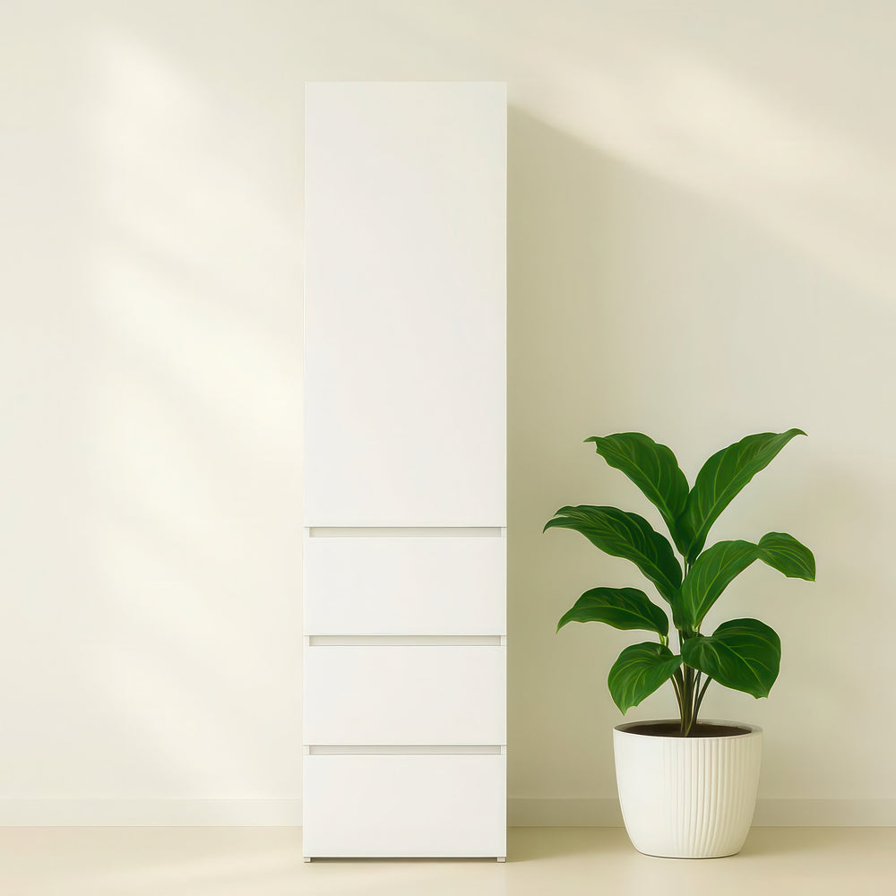 English Elm Elise Slim Modular Wood Closet Cabinet in White — Tall 108" Storage Unit with Drawers, Durable Melamine Finish B040P311966