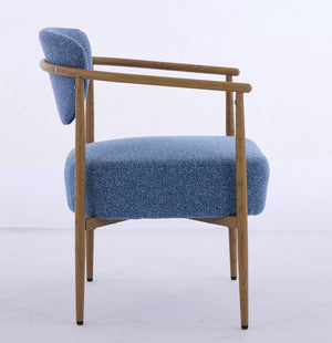 English Elm Blue Woven Fabric Dining Chair with 10cm Foam Cushion, Breathable Wear-Resistant Seat, Iron Frame W3149P375467