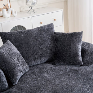 English Elm Round Swivel Barrel Chair Plush Chenille Upholstery Cozy Accent Seat for Any Room Black W2915P338890