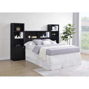 English Elm Geary Full Bedroom Set with Bookcase Headboard Usb Charging Nightstands Matte Finish Black B062S01693