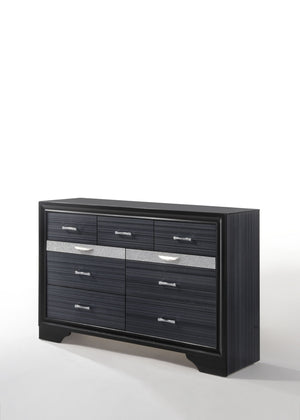 English Elm Naima Modern Textured Finish Dresser with Felt-Lined Jewelry Drawer, Silver Pulls, Smooth Glide Black 66 L x 20 W x 43 H B2726P261245