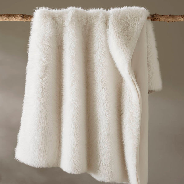 English Elm 1-piece Oversized Faux Fur Throw Bobcat Print Plush Velvet Backed Cozy Sofa Blanket White B035P408337