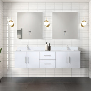 English Elm Glossy Solid Wood Double Bath Vanity 72" W x 22" D with White Quartz Top, Soft-Close Drawers, Ample Storage and Scratch-Resistant Surface B2731P258711