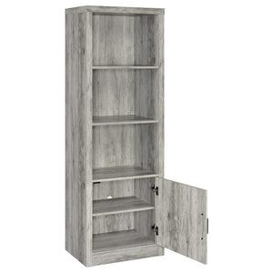 English Elm Conifer Slim Grey Driftwood Media Tower with 3 Shelves, Corner Space-Saving Storage & Weathered Finish B062P375402