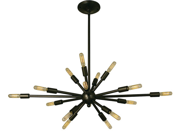 Framburg 16-light Chandelier With Orbiting Arms For Stunning Starburst Illumination - Made In The Usa Mahogany Bronze Metal 4390 Mb