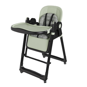 English Elm Convertible Baby High Chair to Rocker with 5-Point Harness, Foldable Feeding Seat, Quiet Wheels, Easy-Clean Tray and Adjustable Recline for Infants and Toddlers Dark Green W2699P371975