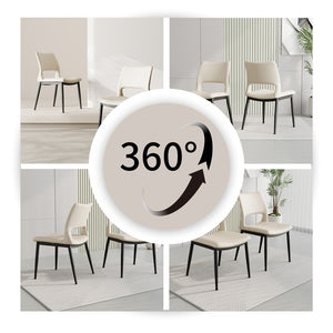 English Elm Modern Pu Leather Dining Chair Set with Ergonomic Backrest and Powder Coated Metal Frame White Pu W1727P426736