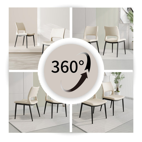 English Elm Modern Pu Leather Dining Chair Set with Ergonomic Backrest and Powder Coated Metal Frame White Pu W1727P426736