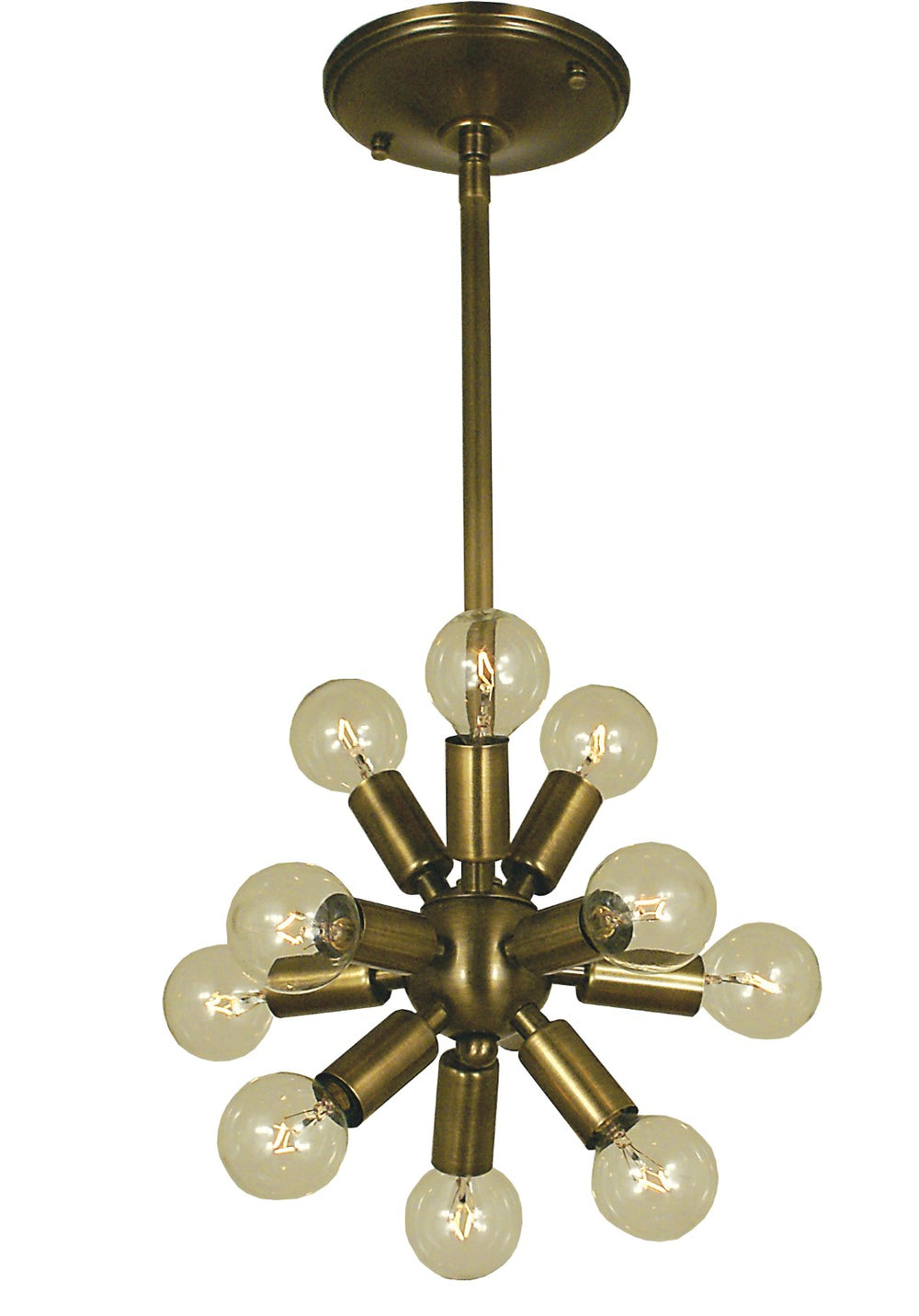 Framburg 11-light Chandelier With Radiant Arms For Stunning Starburst Lighting Elegance - Made In Usa Antique Brass Metal 4391 Ab