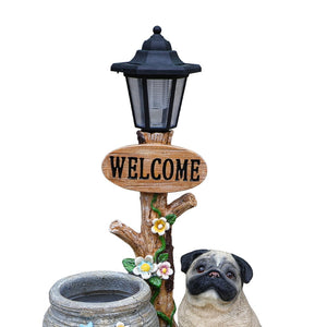 English Elm Schnauzer Solar Led Resin Planter Statue Outdoor Garden Accent for Patio Decor W5398P464252