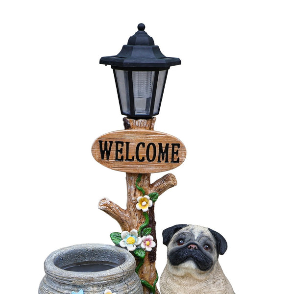 English Elm Schnauzer Solar Led Resin Planter Statue Outdoor Garden Accent for Patio Decor W5398P464252