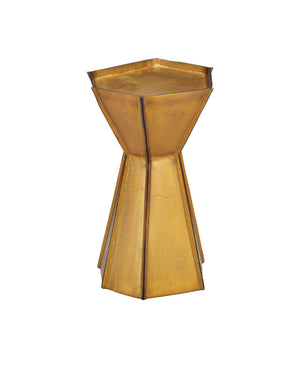 Currey & Company Merola Gold Accent Table - Unique Asymmetrical Design With Antique Brass Finish For Modern Elegance Brass Cast Aluminum 4000-0230-currey-company