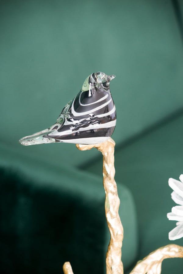 English Elm Aluminum Candle Holder With Elegant Black Bird Figurine And Marble Stand For Stylish Home Décor W2078P172361