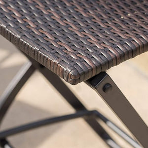 English Elm Outdoor Faux Rattan Folding Barstools Weather Resistant Woven Patio Seating Set N772P427926B