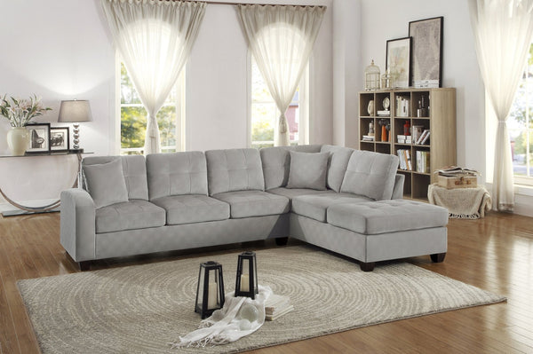 English Elm 2-piece Tufted Microfiber Sectional Reversible Chaise Pocket Coil Modern Living Room Taupe B011S01324