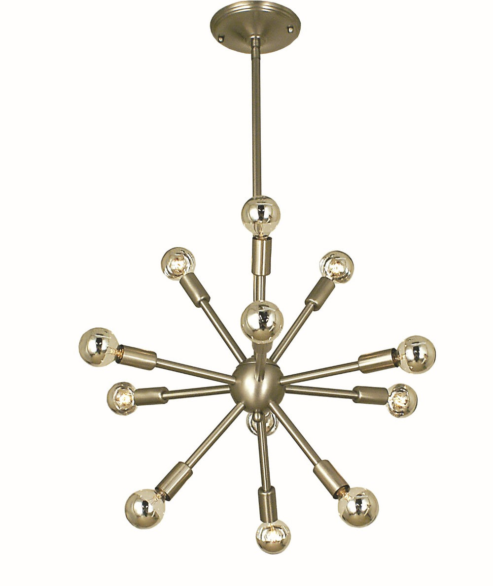 Framburg 12-light Chandelier With Stunning Starburst Design - Usa-made Elegance For Your Home Decor Brushed Nickel Metal 4393 Bn