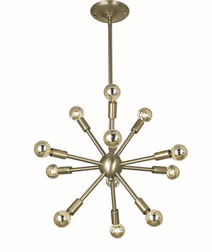 Framburg 12-light Chandelier With Stunning Starburst Design - Usa-made Elegance For Your Home Decor Brushed Nickel Metal 4393 Bn