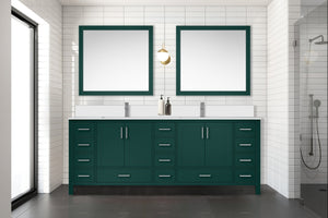 English Elm Green Solid Wood Double Bath Vanity 84" W x 22" D with Cultured Marble Top, Soft-Close Drawers, Ample Storage B2731P259170
