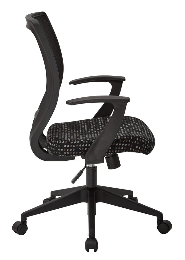 OSP Home Furnishings Screen Back Mesh Task Chair with Lumbar Support and T Arms for Home Office Use Onyx EM51022N-K101