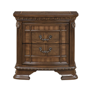 English Elm 1pc Dark Brown Elegant Nightstand with 2 Dovetail Drawers, Cedar-Lined Storage & Antique Bronze Handles B011P389524