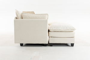 English Elm Modern Chenille Sectional Sofa Modular Sleeper with Ottoman Chaise and Waist Pillows W2530S00020