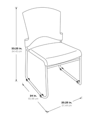 OSP Home Furnishings Visitor's Pro-line Ii Stacking Chair 2-pack with Chrome Sled Base for Office Spaces 8455C2-30