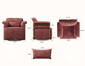 English Elm 360 Degree Square Swivel Accent Chair - Plush Fluffy Fabric Armchair With Gold Legs For Modern Spaces W2012P319078