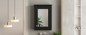 English Elm 20" Medicine Cabinet with Mirror — Space-Saving Wall-Mounted Bathroom Storage with Adjustable Shelf, Modern Carved Design Black N710P317680B
