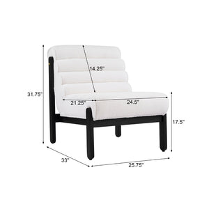 English Elm Fluffy Shearling Accent Chair Plush Tiered Back Solid Wood Frame Cozy Reading Nook White+Black N767P366257W