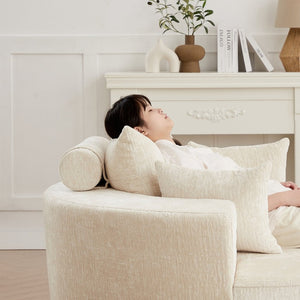 English Elm 55''l 55'l Chenille Foam Swivel Lounge Chair Plush 360 Rotation Modern Seating for Any Room W834S00595