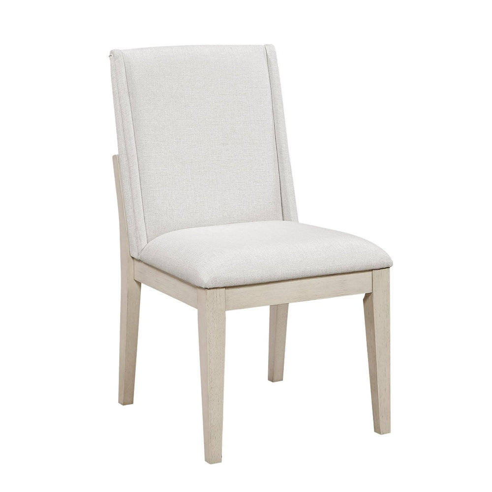 English Elm Beautiful Ivory Fabric Dining Chairs Set of 2 with Antique White Wood Frame B011P447486