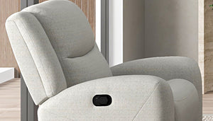 English Elm Beige Manual Recliner - Transitional Style With High-Density Foam, Contoured Arms & Wide Seat Comfort B2741P385046