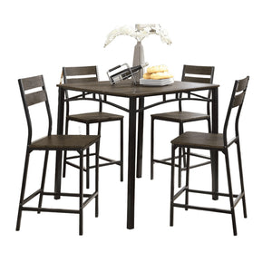 English Elm Black Metal Frame 5pc Counter Height Dining Set with Weathered Wood Top & Industrial Antique Charm B011P320850
