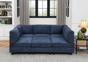 English Elm Faux Leather Modular Sectional Sofa Reconfigurable Pu Upholstery Living Room B2748S00180