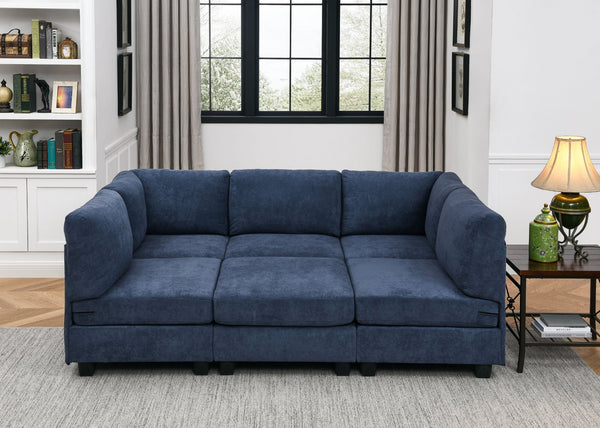 English Elm Faux Leather Modular Sectional Sofa Reconfigurable Pu Upholstery Living Room B2748S00180