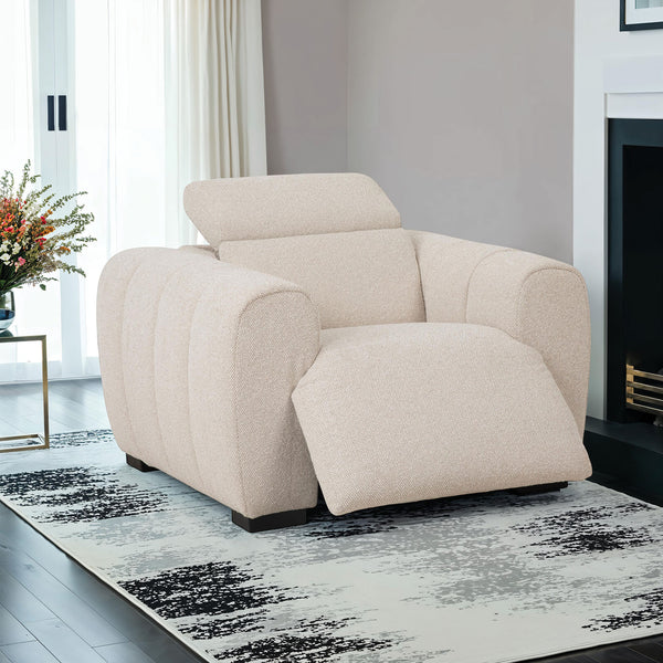 English Elm Contemporary Power Recliner with Plush High-Density Foam, Soft Track Arms, Hardwood Frame, Oversized Seat White 47 L x 45 W x 30 H B2741P395246