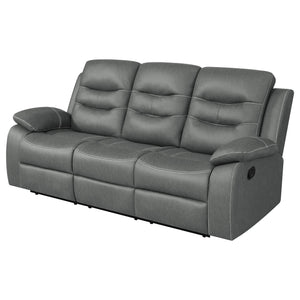 English Elm Kenneth Dark Grey Reclining Sofa with Contrast Stitching, Pillowtop Track Arms & Plush Cushioning for Cozy Living Rooms B062P353283