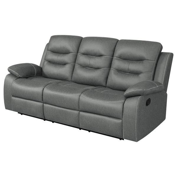 English Elm Kenneth Dark Grey Reclining Sofa with Contrast Stitching, Pillowtop Track Arms & Plush Cushioning for Cozy Living Rooms B062P353283