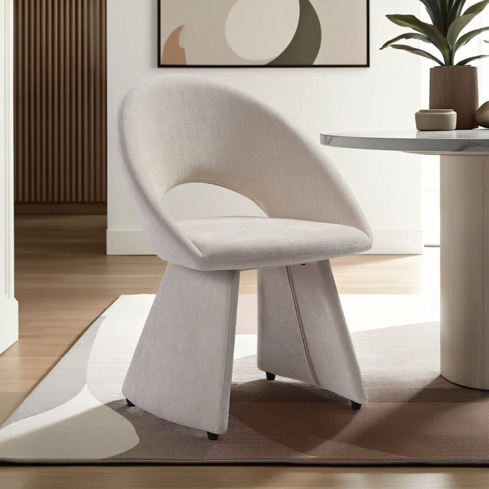 English Elm Angelina Curved Back Upholstered Dining Chairs Set of 2 Cream Modern Armless B2736P464808