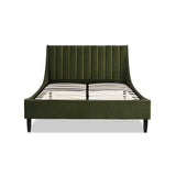 English Elm Aspen Vertical Tufted Modern Headboard Platform Bed Set, Queen, Olive Green Performance Velvet