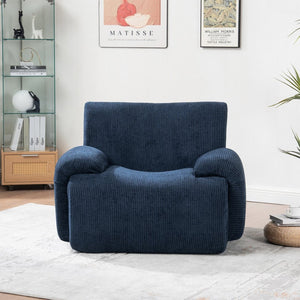 English Elm 42" Wide Chenille Stripe Accent Chair Deep Seat Foam Lounge for Bedroom or Apartment Navy W3118P453258