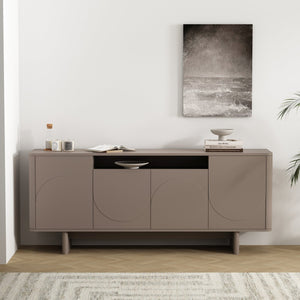 English Elm Ella 71" Sideboard with Soft-Close Doors, Adjustable Shelves, 9 Cubby Spaces & Modern Sled Legs Mocha B365S00109