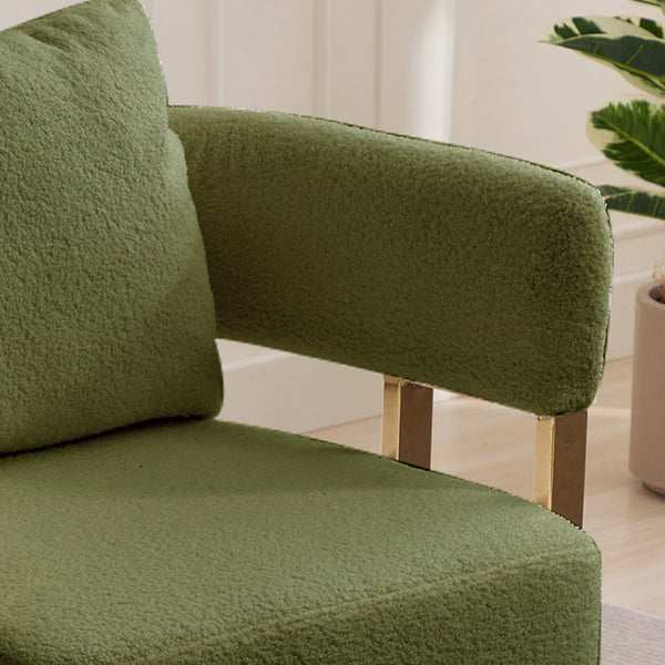 English Elm TS Teddy fleece upholstered decorative chair with gold metal legs, ergonomic plush seat for comfort and style Green W2311P237966