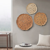 Madison Park Rossi Transitional Textured Feather 3-piece Metal Disc Wall Decor Set MP95B-0296 Spice