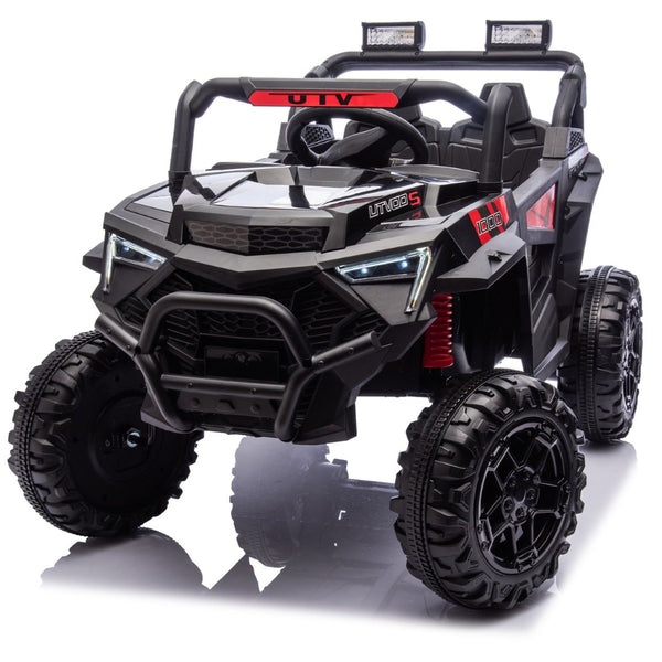 English Elm 24v 400w Kids Electric Utv Ride on with Remote Bluetooth Led Suspension Cockpit Black W1578P284295