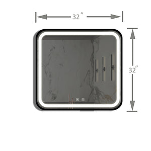 English Elm 32*32inch Black Aluminum LED Vanity Mirror - Dimmable Touch, CRI95, Anti-Fog, Wall Switch, IP54 W1992P210906